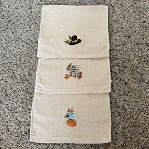 Avanti Thanksgiving Hand Towels Embroidered Cotton Set of 3